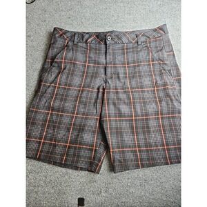 Fila Sport Golf Shorts Mens Sz 38 Black Red Plaid Performance Flat‎ Front  1116
